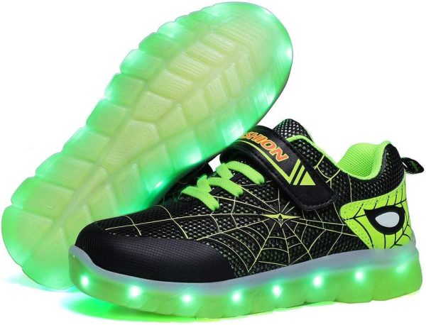 Kids LED Light Up Sneakers Rechargeable Spider Design Shoes-2