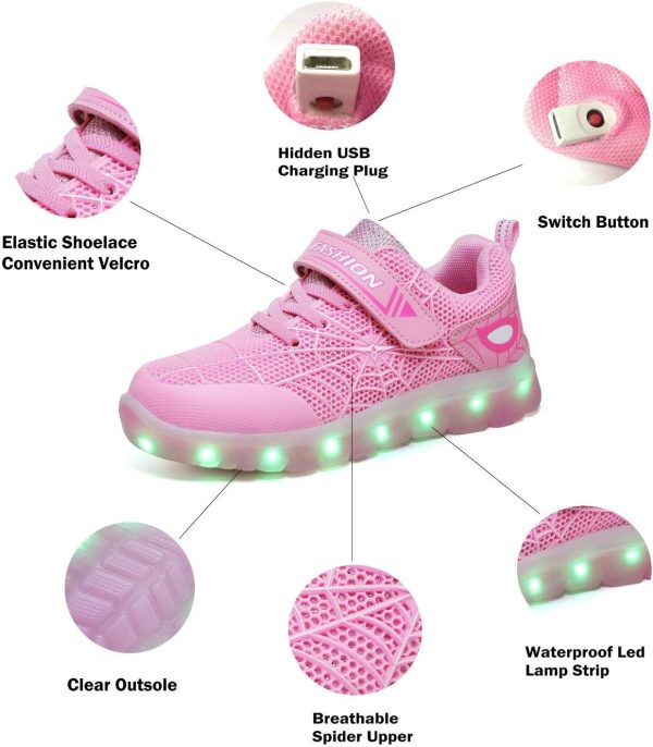 Spider LED Light Up Shoes Kids Breathable USB Rechargeable-3