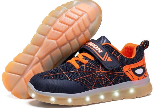 Pavo Kids LED Light Up Sneakers Rechargeable Spider Design-2