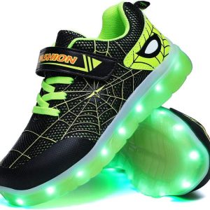 Kids LED Light Up Sneakers Rechargeable Spider Design Shoes-0