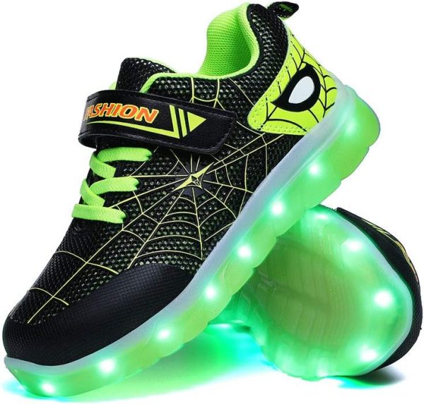 Kids LED Light Up Sneakers Rechargeable Spider Design Shoes-0