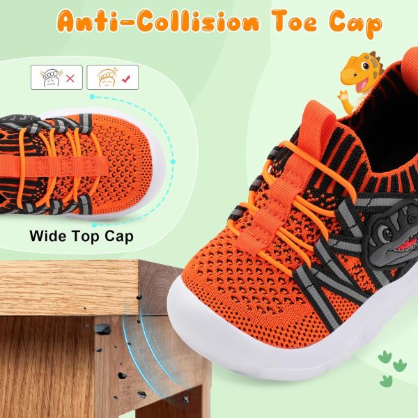 Dinosaur Toddler Sneakers Breathable Knit Pull On Walking-4