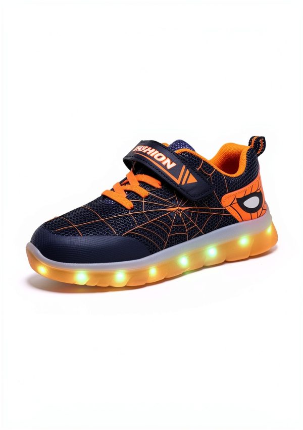 LED Light Up Shoes Kids Rechargeable Spider Design Sneakers-3