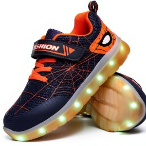 LED Light Up Shoes Kids Rechargeable Spider Design Sneakers-0