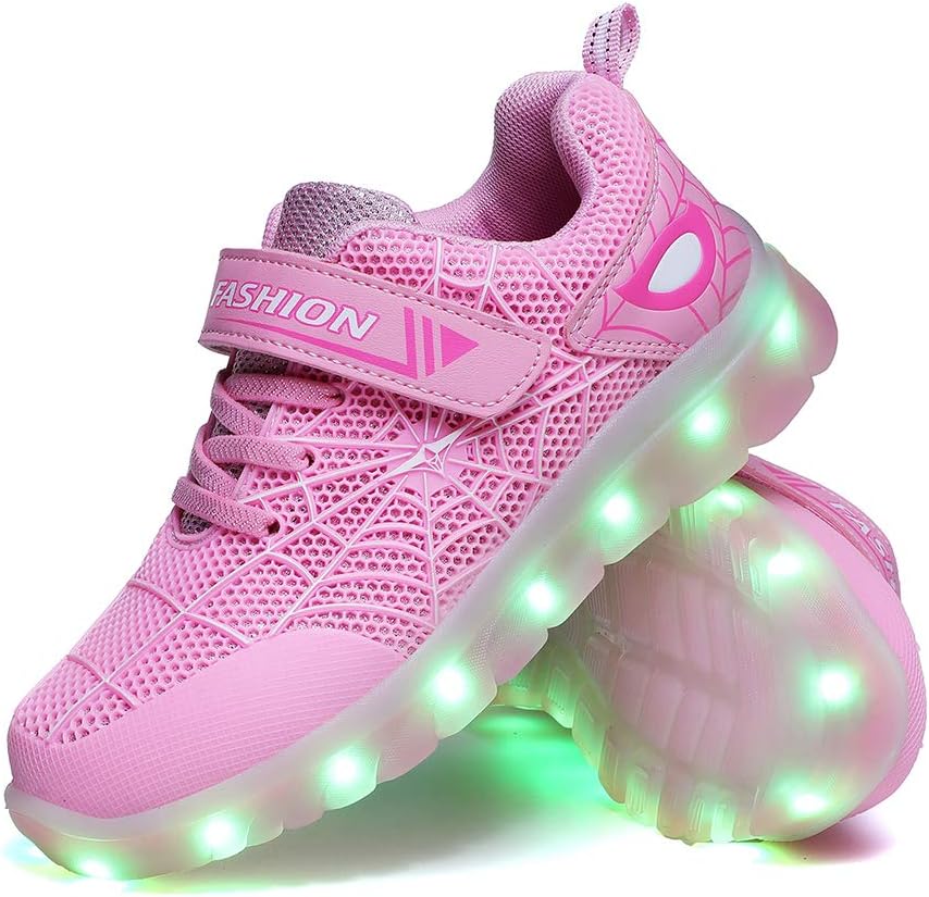Spider LED light up shoes showing breathable mesh and vibrant colors
