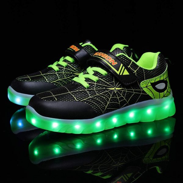 Kids LED Light Up Sneakers Rechargeable Spider Design Shoes-4