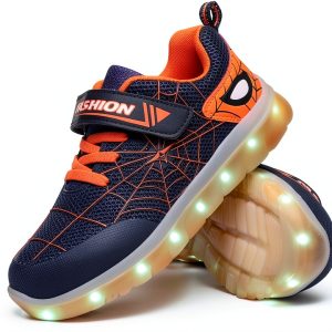 Pavo Kids LED Light Up Sneakers Rechargeable Spider Design-0