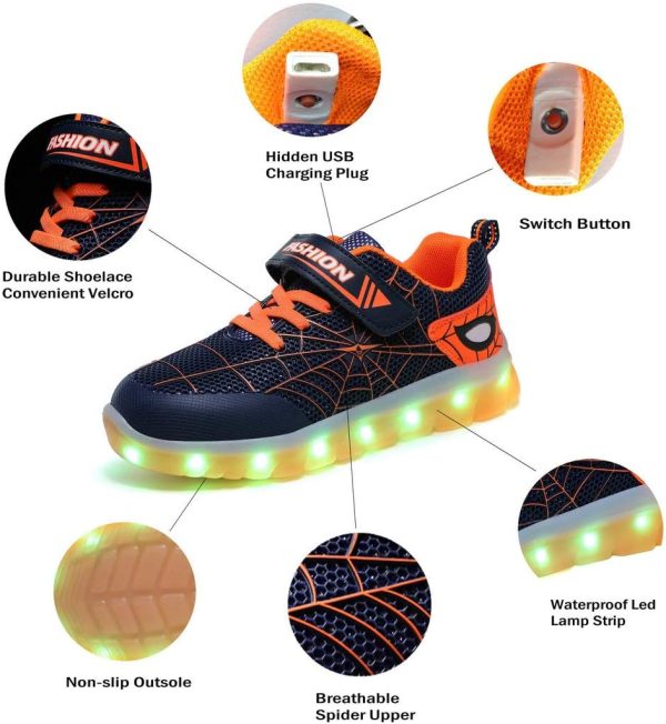 LED Light Up Shoes Kids Breathable Rechargeable Sneakers-3