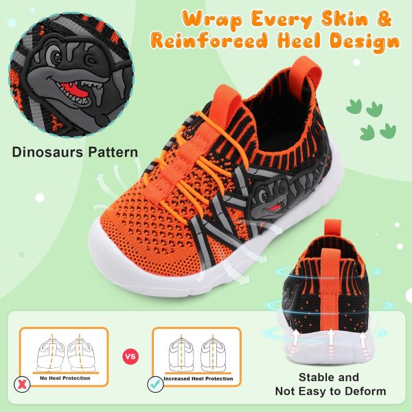 Dinosaur Toddler Sneakers Breathable Knit Pull On Walking-5