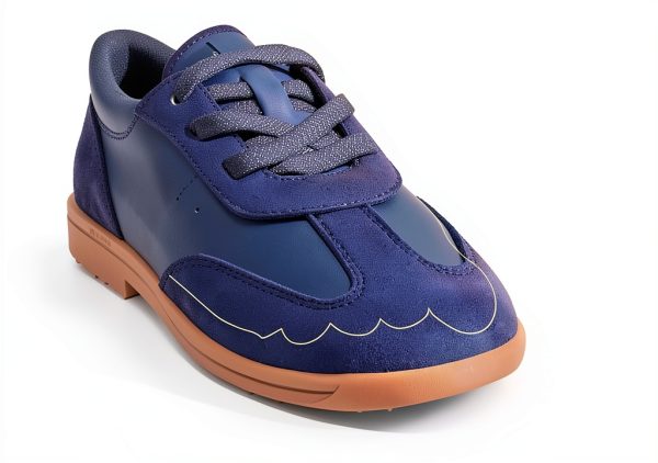 KidStride Kids Walking Shoes Beige Navy Size 3-13 Lightweight Sneaker-1
