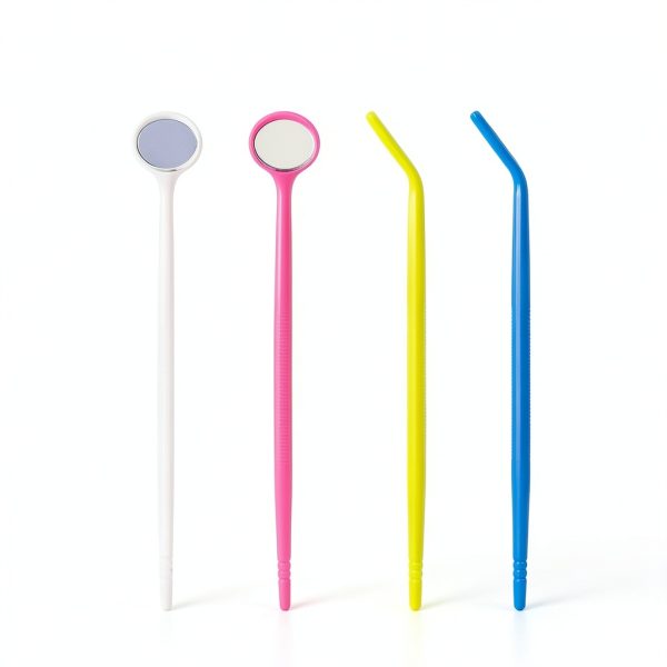 Disposable Dental Mirror 40pcs AH Anti-Fog 6.3" Handle – 4 Colors-1