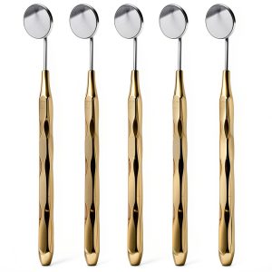Dental Mirror ARTMAN INSTRUMENTS Set of 5 Stainless Steel Gold Handles-0