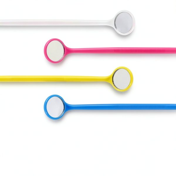 Disposable Dental Mirror 40pcs AH Anti-Fog 6.3" Handle – 4 Colors-4