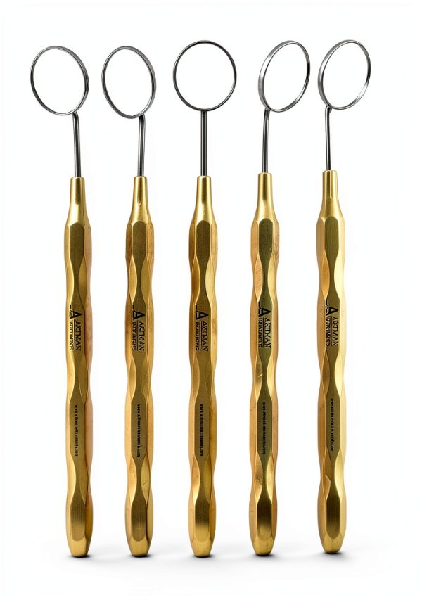 Dental Mirror ARTMAN INSTRUMENTS Set of 5 Stainless Steel Gold Handles-8