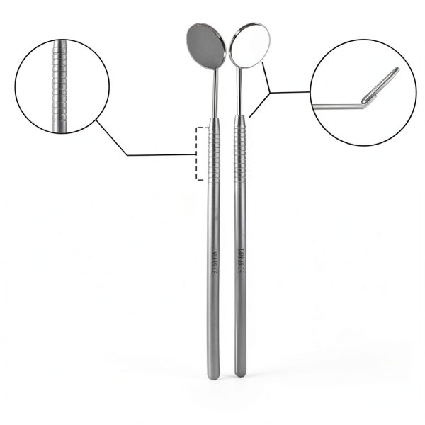 Dental Mirror MJW 2pc Stainless Steel with Non Slip Handle 6.5-2