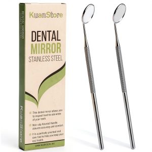 Dental Mirror Stainless Steel 6.5in KuanStore Dual Pack-0
