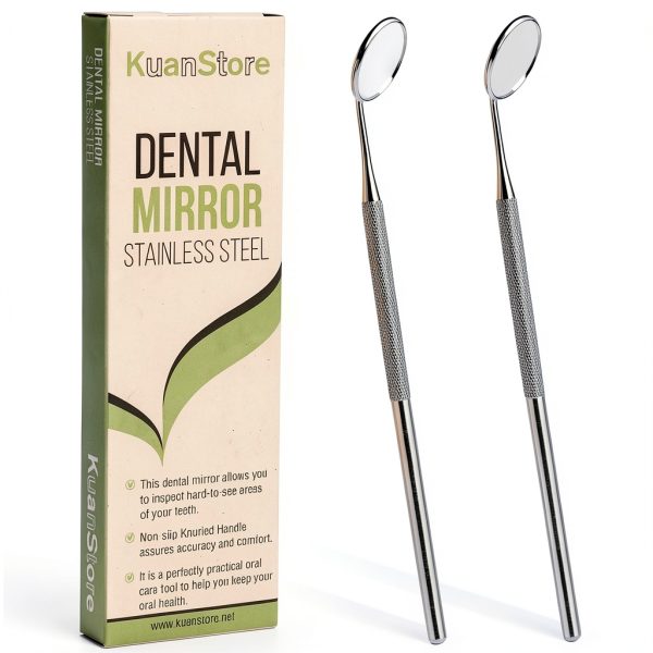 Dental Mirror Stainless Steel 6.5in KuanStore Dual Pack-0