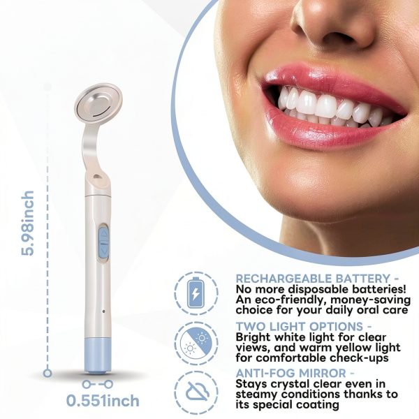 LED Dental Mirror InhwRior Rechargeable USB Dual Light Anti Fog Blue-1